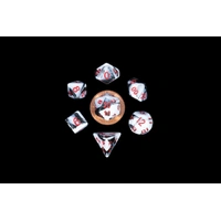 MDG Mini Polyhedral Dice Set Red Numbers- Marble