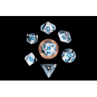 MDG Mini Polyhedral Dice Set Blue Numbers- Marble