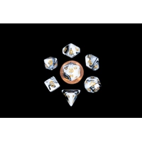 MDG Mini Polyhedral Dice Set Gold Numbers- Marble