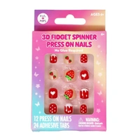 Pink Poppy 3D Fidget Spinner Press On Nails Strawberry
